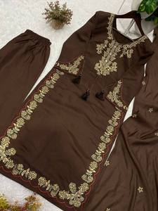 TENNECY Women's Ankle-Length Real Hand Mirror with Sequence Embroidery-Party Style Wedding Season Wear for Kurta/<b>Kurti</b> - Product Image 4