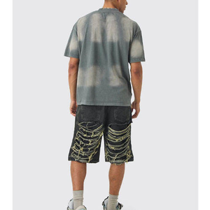 T-shirt tie-dye surdimensionné pour homme de qualité supérieure, manches courtes, col rond, style streetwear, en jersey de coton, coupe classique, motif délavé à l'acide - Product Image 1