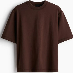 <b>Men's</b> Solid <b>Brown</b> Cotton Casual Short Sleeve T-<b>Shirt</b> Collarless Loose Fit Summer Wear 100% Cotton Breathable Eco Knitted - Product Image 2