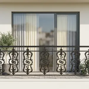 Traditional Cast Balcony <b>Railings</b> <b>Wall</b>-<b>Mounted</b> Rust Resistant Decorative Fence For Outdoor Use - Product Image 4