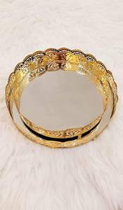 Plateau de service en métal plaqué argent, gravé, élégant et décoratif pour la maison, l'hôtel et les événements - Product Image 4