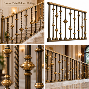 Barandilla de Bronce Artesanal con Peldaños Trenzados para Hoteles y Villas de Lujo, Pasamanos y Balaustrada - Product Image 5