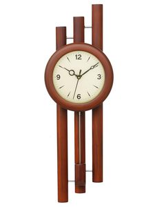 Modern <b>Large</b> Brown Wooden Quartz Wall <b>Clock</b> Round Analog Decorative 3 Dial Design for Living Room Bedroom - Product Image 4