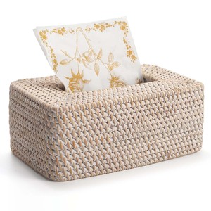Rattan serviette holder scallop napkin box <b>cover</b> decorative tissue boxes for decorating <b>tables</b> - Product Image 5