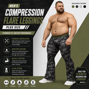 Camo Print Plus Size Flare Pants Men Gym <b>Trainer</b> Compression Pant Elastic Waist Yoga Exercise Flare Leggings Men Flare Legging - Product Image 1