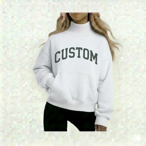 Suéter de Punto Ligero para Mujer, Manga Larga, Cuello Alto Simulado, Poliéster/Algodón, Transpirable, Informal, con Logotipo Frontal, para Otoño - Product Image 3