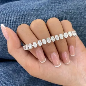 Pulsera de tenis con diamantes cultivados en laboratorio de corte ovalado de 14.05 quilates, E VS1, oro blanco de 14 quilates - Product Image 3