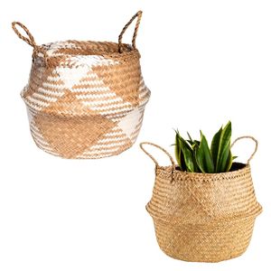 Decorative Handmade Straw PHU HAO <b>Belly</b> <b>Basket</b> for Kitchen Organizer Fruit Holder Blanket Storage Wedding & Holiday Decor - Product Image 1
