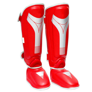 Espinilleras Unisex de PU, Diseño Rojo y Blanco, Duraderas, Ecológicas, de Cintura Alta, Equipo de Protección para Boxeo y Artes Marciales - Product Image 5