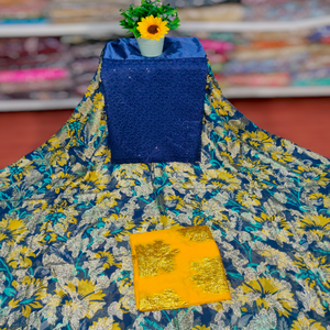 Robe en tissu de chiffon à motif floral jacquard Fransawi Dirac de qualité supérieure, glamour intemporel, pour filles, pour les occasions spéciales - Product Image 1