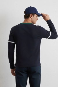 Camiseta de Hombre SOSH de 4'' con Cuello a Contraste y Rayas, 100% Algodón, Secado Rápido, Corte Regular, 260 Gramos - Product Image 2