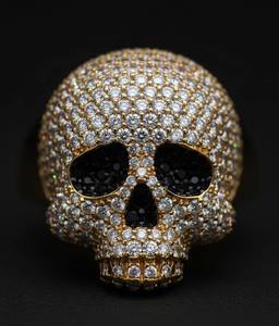 Anillo de Calavera con Incrustaciones de Diamantes para Hombre, Acabado en Oro de 10K/14K, Diseño Hip Hop, Joyería de Plata 925, Regalo - Product Image 4