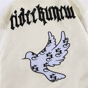 Chaqueta Varsity para Hombre, Cuero PU, Logotipo Bordado del Patrón de la Luna, Cuello Camisero, para Otoño, Corte Regular - Product Image 6