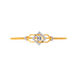 18K Gold Geometric Diamond <b>Bangle</b> <b>Bracelet</b> | Modern Openwork Designer <b>Bracelet</b> for Women - Product Image 1