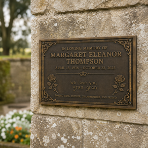Custom <b>Plaque</b> Workshop Antique Bronze Handmade Rectangle <b>Memorial</b> <b>Plaque</b> Personalized Brass Remembrance Sign for Grave Cemetery - Product Image 3