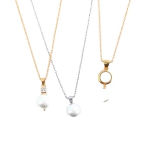 สร้อยคอพร้อมจี้เงินแท้ S925 ประดับมุกน้ำจืด ขายส่งจากโรงงาน ชุบทอง 18k - Product Image 1