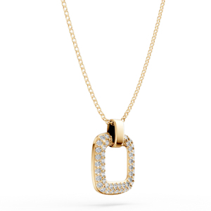 Luxury 18K Gold Plated Diamond Pendant Necklace With Round Brilliant Cut Geometric Square Design <b>Box</b> <b>Chain</b> Unisex Everyday Wear - Product Image 2