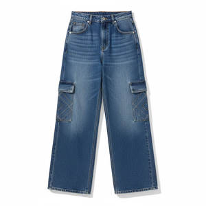 Vaqueros holgados para mujer, diseño personalizado, servicio OEM, pantalones de mezclilla de pierna ancha y corte relajado para uso diario y marcas privadas - Product Image 5