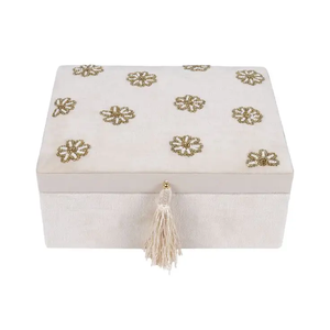 Floral Beaded Jewelry <b>Box</b> Square Elegant Style with Lids for Jewellery <b>Storage</b> - Product Image 6