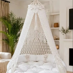 White <b>Macrame</b> Double seat Swing, <b>Macrame</b> Swing Chair, <b>Macrame</b> bed, Hammock Swing, Hanging bed <b>Macrame</b> swing, Luxurious swing - Product Image 1