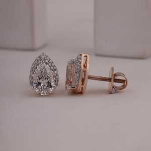 Luxury VVS1 1CT Each Pear Cut Moissanite Stud Halo Earrings Rhodium Plated With 925 Silver <b>Gift</b> <b>For</b> <b>Friend</b> <b>Birthday</b> Party - Product Image 3