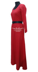 Tunique médiévale rouge en coton à manches longues avec ceinture en cuir, costume de Viking, reconstitution historique, chevalier guerrier et Halloween - Product Image 5