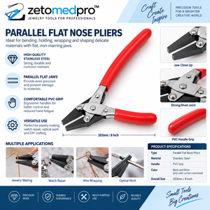 Pince plate parallèle à bec lisse en acier inoxydable avec poignées en PVC, outil de pliage et d'enroulement pour la fabrication de bijoux, montres et optique, 203 mm (8 po) - Product Image 5