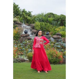 Navratri Special Beautiful Cotton Gown with Embroidery Work for Diwali Festivities - Product Image 2