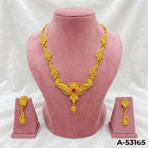 A-53163 Juego de Collar y Aretes Chapados en Oro para Mujer, Joyería Elegante, Cadena de Perlas Clásica, Accesorios para Boda - Product Image 3
