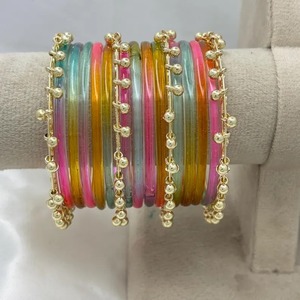 Wholesale glass Fashion <b>Bangle</b> <b>Set</b> Stylish <b>Bangles</b> Trendy Stackable <b>Bangles</b> Women Wrist Accessories Daily Wear Fashion Jewelry - Product Image 1