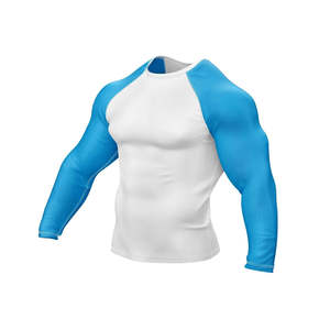 Wholesale Men's Rash Guards Sportswear Custom Logo Digital Print Solid Breathable Lightweight 160g Polyester/Nylon Rash Guards - Product Image 5