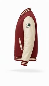 Veste décontractée professionnelle de style américain avec manches en cuir et patchs brodés, modèle Letterman - Product Image 3