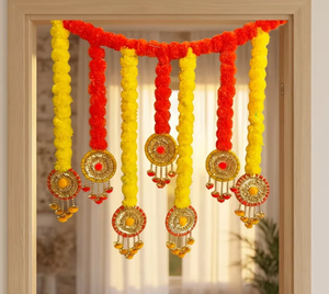 Décorations suspendues en tissu traditionnel avec pompons pour Diwali, entrée intérieure, décoration de la maison, multicolores, forme irrégulière - Product Image 5