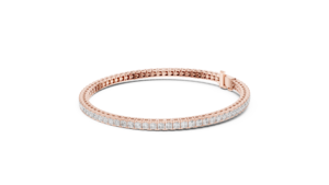 Rose Gold Tone Tennis Bracelet <b>Square</b> Cut Cubic Zirconia Link Bangle Unisex Party Jewelry Gift - Product Image 2