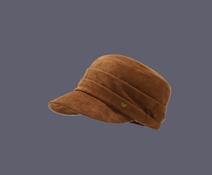 Beige Suede Cadet <b>Boy</b> Hat with Gold Heart Buckle Adjustable Cadet <b>Cap</b> - Product Image 3