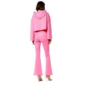 ชุดวอร์ม2ชิ้นมีฮู้ดสำหรับผู้หญิงชุดวิ่งแบบสั้นผ้าคอตตอนผ้าฟลีซพิมพ์โลโก้ออกแบบได้ตามต้องการ - Product Image 2