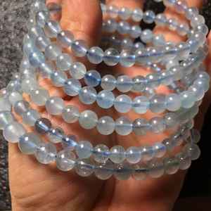 Cuentas de piedras preciosas de aguamarina azul lechoso natural, cuentas redondas sueltas, medio hilo para la fabricación de joyas, manualidades DIY - Product Image 3
