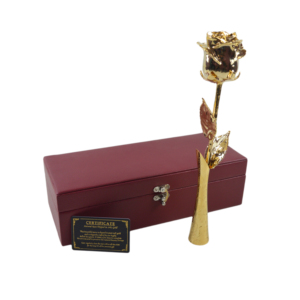 Rose naturelle plaquée or 24 carats avec boîte de luxe rouge, décoration de fleurs réelles, idéale pour un cadeau de mariage - Product Image 3