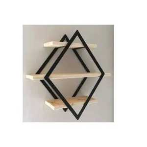Estante de Pared Flotante Hexagonal Moderno de Madera, Geométrico, de un Solo Nivel, Ajustable, No Plegable, para Exhibición de Macetas, para Sala de Estar - Product Image 3