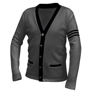 Suéter Cárdigan Gris para Hombre, Cuello en V, Botones, Manga Larga, Diseño Color Block, Tejido Casual - Product Image 1