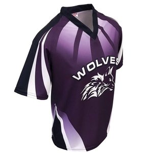 Maillot de volley-ball pour homme en polyester Dry Fit d'été, violet, uniforme de football personnalisé par sublimation avec maillot à col en V et ensemble short - Product Image 2
