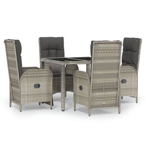 Set da Pranzo da Giardino in Polyrattan Grigio a 5 Pezzi, 4 Posti, Arredamento da Esterno Resistente alle Intemperie, Design Contemporaneo - Product Image 2