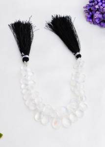 มูนสโตนสีขาวธรรมชาติ, หยดน้ำสีฟ้า, ธรรมชาติสำหรับทำเครื่องประดับอัญมณีชั้นดี, สร้อยคอ, 1 เส้น - Product Image 5