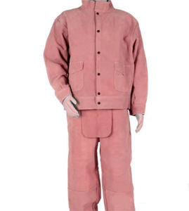 Combinaison de soudage en cuir pour hommes, résistante à la chaleur, avec ajustement réglable et caractéristiques de sécurité renforcées - Product Image 1