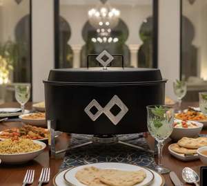 Calentador de Comida Tipo Buffet de Acero Inoxidable de Lujo con Tapa, para Servir en Ramadán, Eid e Islámicas Celebraciones, Juego de Vajilla para Catering - Product Image 1
