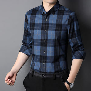Chemise décontractée à manches longues pour homme, à carreaux, col rabattu, 100 % coton popeline, infroissable, pour l'automne - Product Image 5