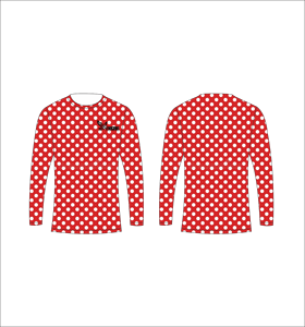 T-shirt à manches longues à pois rouges pour homme, col rond, décontracté, tricoté, coupe classique, imprimé, logo sur le devant - Product Image 1