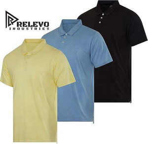 Polo à manches courtes pour homme, couleur unie, décontracté, tricoté, teinture unie, noir, bleu, bleu clair - Product Image 3