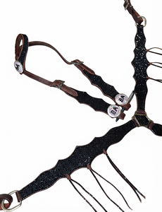 2026 Étrier de selle western de luxe personnalisé en cuir véritable, avec cristaux or rose, et licou en corde rembourré réglable, équipement élégant pour cheval - Product Image 2