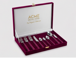 Juego de cubiertos premium Magenta de ACME METAL INDIA, diseño moderno, apto para lavavajillas, acabado plateado, cubiertos metálicos para bodas y hoteles. - Product Image 4